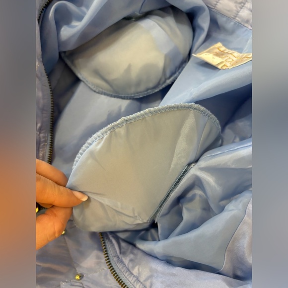 Vintage 90s 100% Silk Maurada Women’s Jacket XL Periwinkle Gold Beaded Zip Up - Picture 14 of 16